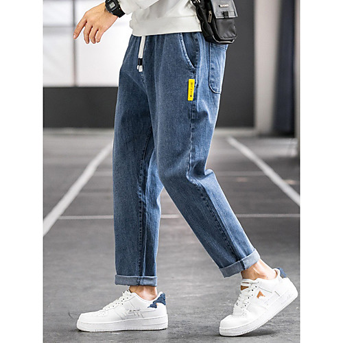 

Men's Chino Jeans Pants Solid Colored Black Blue