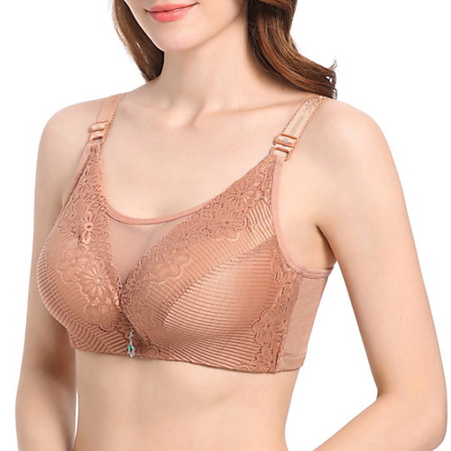 

Women's Plus Size Bra Wireless 3/4 Cup Lace Sexy Blushing Pink