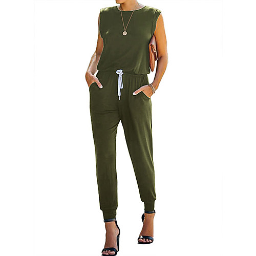 

Women's Ordinary Basic Black Blue Blushing Pink Jumpsuit Solid Colored