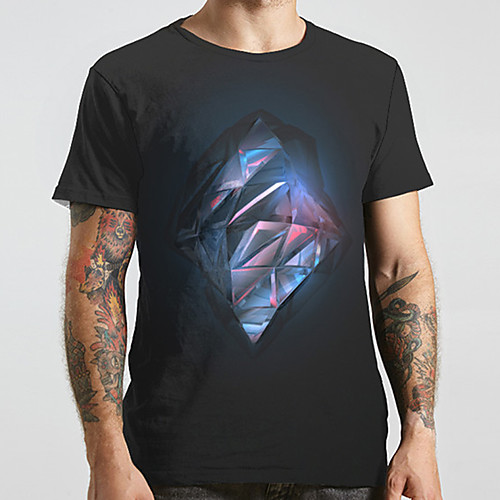 

Men's Unisex Tee T shirt 3D Print Graphic Prints Geometry Plus Size Print Short Sleeve Casual Tops Basic Designer Big and Tall Black