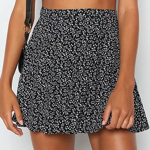 

Women's Date Casual / Daily Basic Streetwear Skirts Floral Graphic Ruffle Print Black