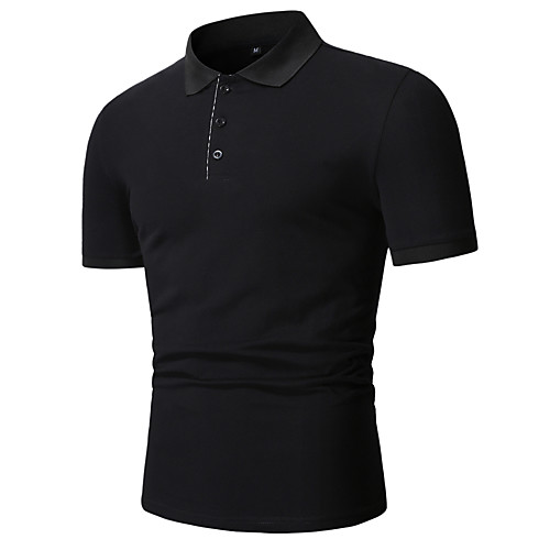 

Men's Golf Shirt Tennis Shirt Other Prints Solid Colored Short Sleeve Casual Tops Cotton Black
