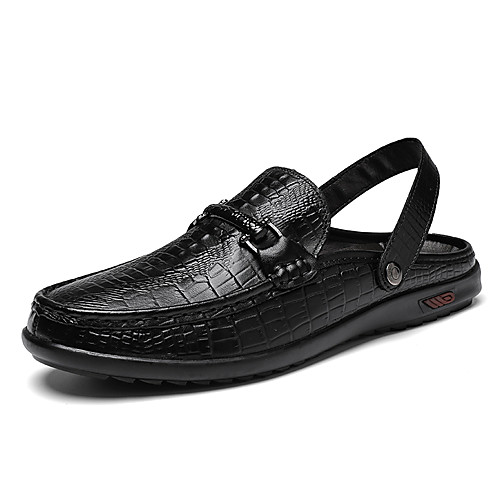 

Men's Unisex Sandals Leather Shoes Flat Sandals Casual Vintage Classic Daily Outdoor Nappa Leather Cowhide Breathable Non-slipping Wear Proof Booties / Ankle Boots Black Spring Summer