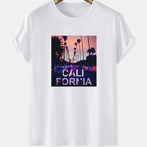 

Men's Unisex Tee T shirt Hot Stamping Scenery Plus Size Short Sleeve Casual Tops 100% Cotton Basic Designer Big and Tall White Black Khaki