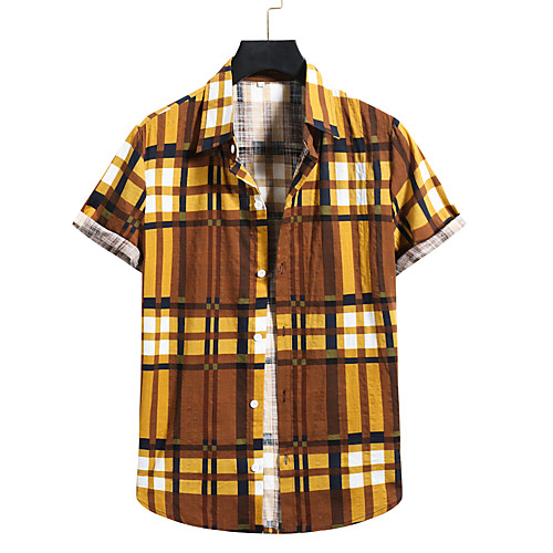 

Men's Shirt Graphic Short Sleeve Casual Tops Yellow