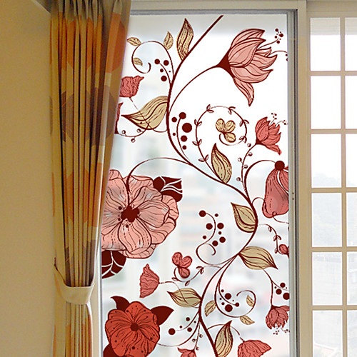 

Plants Flowers Pattern Matte Window Film Cling Vinyl Thermal-Insulation Privacy Protection Home Decor For Window Cabinet Door Sticker Window Sticker - 11660CM