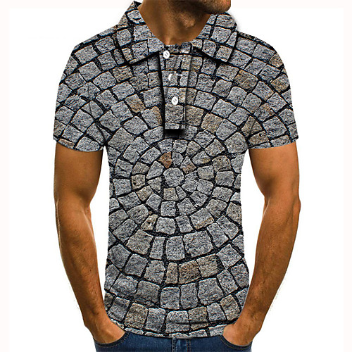 

Men's Golf Shirt 3D Print Graphic Prints Crack Button-Down Short Sleeve Street Tops Casual Fashion Cool Gray / Sports