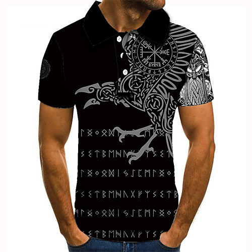 

Men's Golf Shirt Tennis Shirt 3D Print Graphic Prints Dinosaur Letter Button-Down Short Sleeve Street Tops Casual Fashion Cool Black / Sports