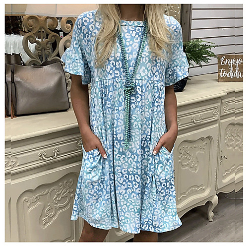 

Women's A Line Dress Knee Length Dress Short Sleeve Solid Color Summer Casual / Daily 2021 S M L XL XXL XXXL / Cotton / Cotton