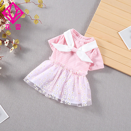 

Dog Cat Dress Lace Bowknot Basic Adorable Cute Casual / Daily Dog Clothes Puppy Clothes Dog Outfits Breathable Yellow Pink Costume for Girl and Boy Dog Cotton Fabric S M L XL XXL