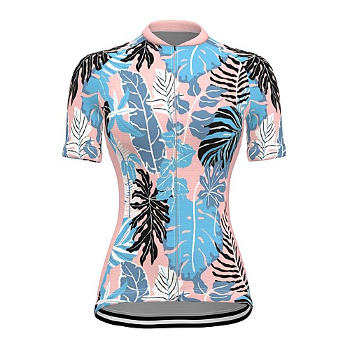 

21Grams Women's Short Sleeve Cycling Jersey Summer Spandex Polyester Blue Tropical Flowers Bike Jersey Top Mountain Bike MTB Road Bike Cycling Quick Dry Moisture Wicking Breathable Sports Clothing