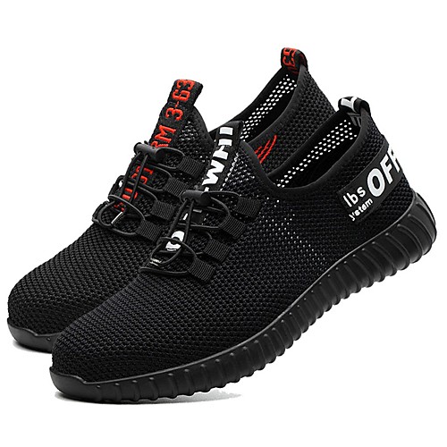 

Men's Sneakers Daily Outdoor Safety Shoes Tissage Volant Breathable Non-slipping Shock Absorbing Wine Black Spring Summer