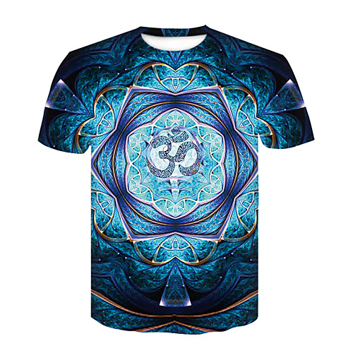 

Men's T shirt 3D Print 3D Rivet Mesh Short Sleeve Casual Tops White Blue Brown