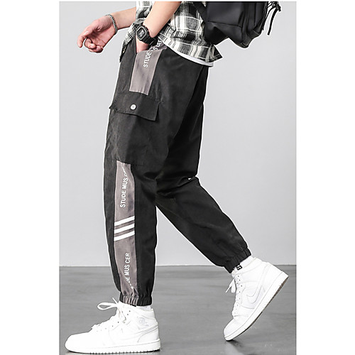 

Men's Cargo Tactical Cargo Pants Color Block Black Gray