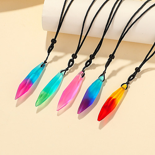 

handmade frosted colorful aurora resin pendant multicolored transparent star necklace wild female clavicle chain