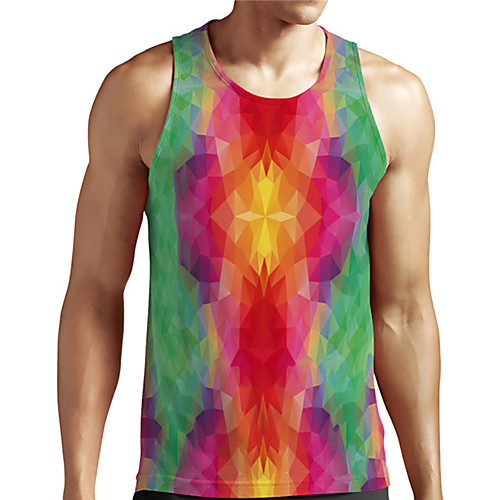 

Men's Unisex Tank Top Undershirt 3D Print Graphic Prints Geometry Plus Size Print Sleeveless Casual Tops Basic Designer Big and Tall Red