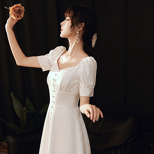 

white small evening dress female 2020 new summer can usually wear simple and generous dress birthday party dress