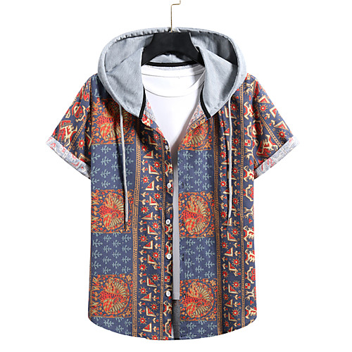 

Men's Shirt Other Prints Tribal Print Short Sleeve Casual Tops A