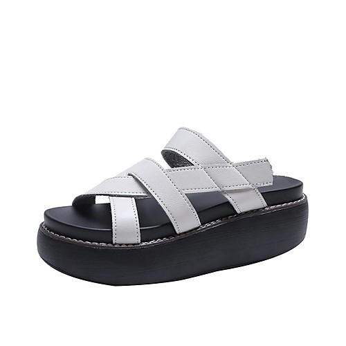 

Women's Flats Sporty Sandals Flat Heel Open Toe PU Solid Colored White Black Yellow