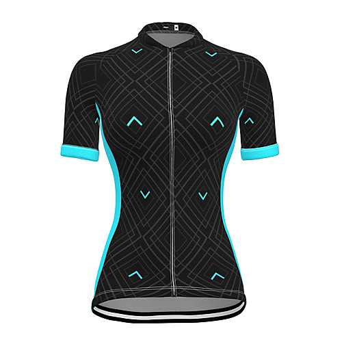 

21Grams Women's Short Sleeve Cycling Jersey Summer Nylon Polyester Black / Blue Plaid Checkered Patchwork Bike Jersey Top Mountain Bike MTB Road Bike Cycling Ultraviolet Resistant Quick Dry Breathable