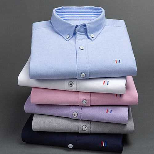 

Men's Shirt Striped Plaid Button-Down Long Sleeve Casual Tops 100% Cotton Business Basic Casual A B C / Work