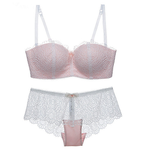 

Women's Bra & Panty Set Wireless 3/4 Cup Solid Color Sexy Wine Red