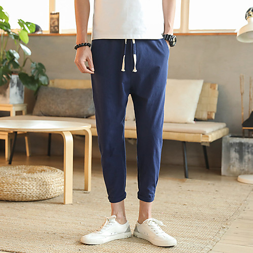

Men's Casual / Sporty Athleisure Breathable Outdoor Sports Sport Daily Pants Trousers Pants Plain Ankle-Length Drawstring Pocket ArmyGreen Khaki White Light gray Black / Elasticity