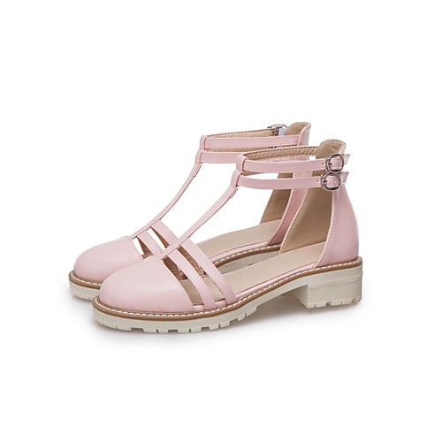 

Women's Sandals Chunky Heel Round Toe PU Synthetics Pink