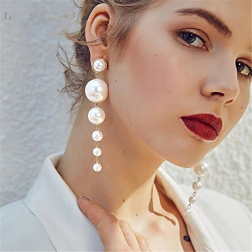 

Women's Hoop Earrings Beads Ball Stylish Trendy Earrings Jewelry White For Party Wedding 1 Pair