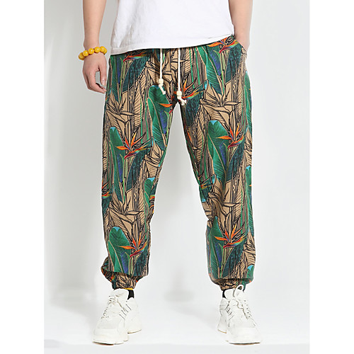 

Men's Folk Style Chino Chinos Pants Graphic Green