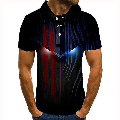 

Men's Golf Shirt Tennis Shirt 3D Print Color Block Graphic Prints Button-Down Short Sleeve Street Tops Casual Fashion Cool Black / Sports