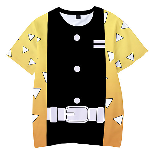

Inspired by Demon Slayer Agatsuma Zenitsu Cosplay Costume T-shirt Terylene Color Block Printing T-shirt For Women's / Men's