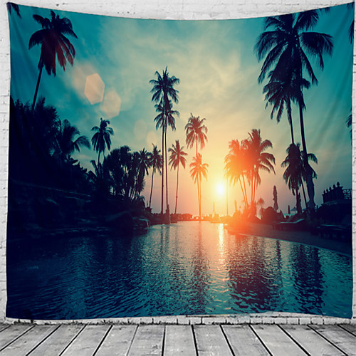 

Coconut Tree In The Sunset Wall Tapestry Art Decor Blanket Curtain Hanging Home Bedroom Living Room Decoration Beautiful View From The Window