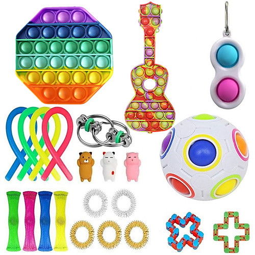 

23 pcs Fidget Sensory Toy Set Stress Relief Toys Autism Anxiety Relief Stress Pop Bubble Fidget Sensory Toy For Kids Adults