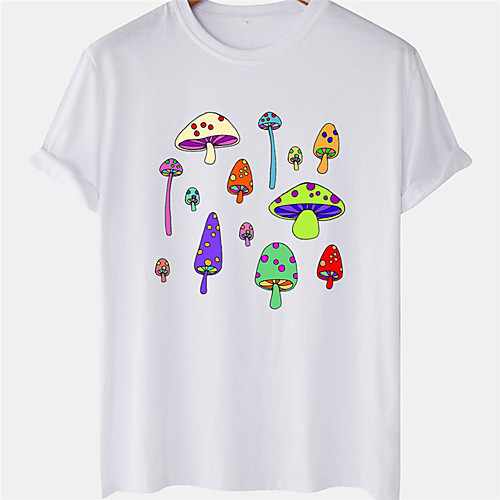 

Men's Unisex Tee T shirt Hot Stamping Mushroom Plus Size Short Sleeve Casual Tops 100% Cotton Basic Designer Big and Tall White Black Yellow