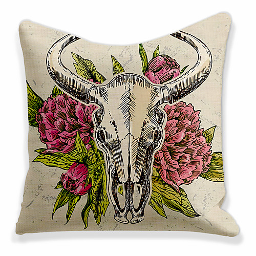 

Double Side 1 Pc Cushion Cover Print 45x45cm Faux Linen for Sofa Bedroom Animal Yak Patio Throw Pillow Covers for Garden Farmhouse Bench Couch