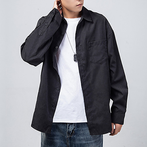 

Men's Shirt Solid Colored Button-Down Long Sleeve Casual Tops Casual Soft Comfortable Gray