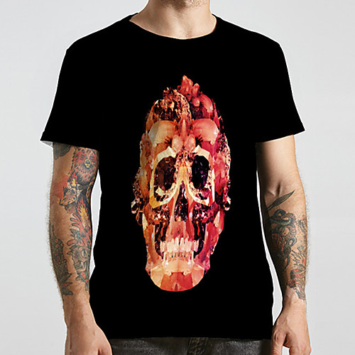 

Men's Unisex Tee T shirt 3D Print Graphic Prints Skull Plus Size Print Short Sleeve Casual Tops Fashion Designer Big and Tall Black