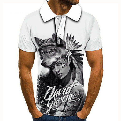 

Men's Golf Shirt Tennis Shirt 3D Print Graphic Prints Portrait Animal Button-Down Short Sleeve Street Tops Casual Fashion Cool White / Sports