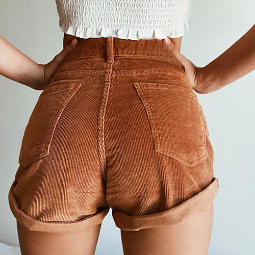 

Women's Stylish Streetwear Comfort Daily Weekend Shorts Pants Plain Short Novelty Pocket Orange