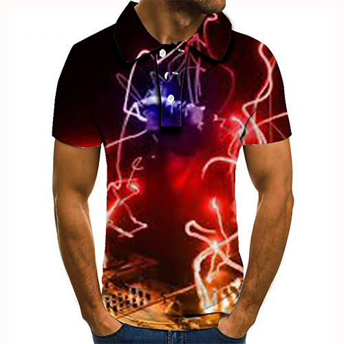 

Men's Golf Shirt 3D Print Graphic Prints Streamer Button-Down Short Sleeve Street Tops Casual Fashion Cool Red / Sports