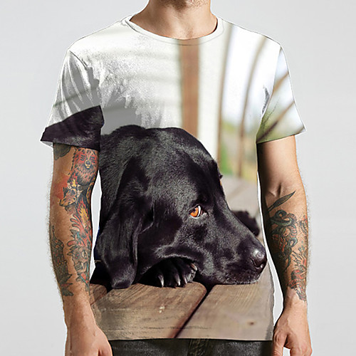 

Men's Unisex Tee T shirt Shirt 3D Print Dog Graphic Prints Animal Plus Size Print Short Sleeve Casual Tops Fashion Designer Big and Tall Round Neck Black / Sports / Summer