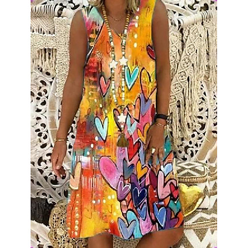 

Women's A Line Dress Knee Length Dress Sleeveless Tie Dye Summer V Neck Chic & Modern Loose 2021 S M L XL XXL 3XL 4XL 5XL