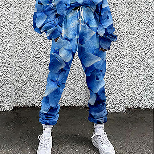 

Women's Fashion Casual / Sporty Comfort Going out Weekend Sweatpants Pants Flower / Floral Full Length Pocket Print Blue