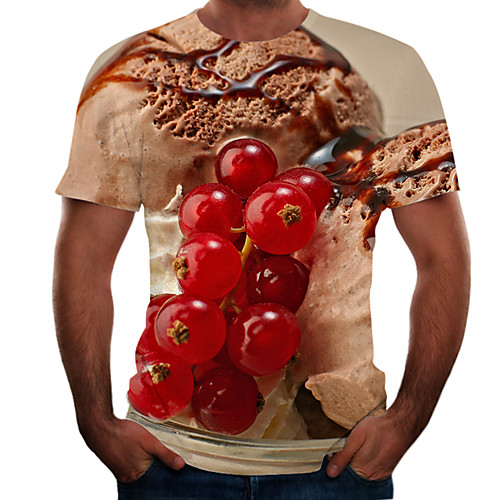 

Men's T shirt Shirt 3D Print 3D Rivet Mesh Short Sleeve Casual Tops Purple Red Blushing Pink / Summer
