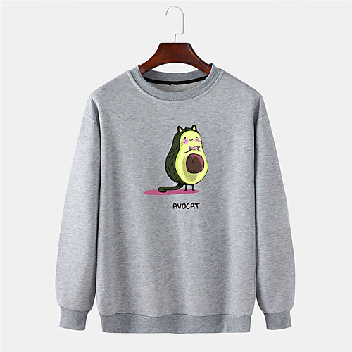 

Men's Pullover Sweatshirt Cartoon Graphic Prints 3D Round Neck Sports & Outdoor Daily Sports Hot Stamping Basic Casual Hoodies Sweatshirts Long Sleeve Yellow Gray White