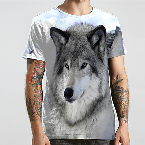 

Men's Unisex Tee T shirt Shirt 3D Print Graphic Prints Wolf Animal Plus Size Print Short Sleeve Casual Tops Basic Designer Big and Tall Round Neck White / Summer