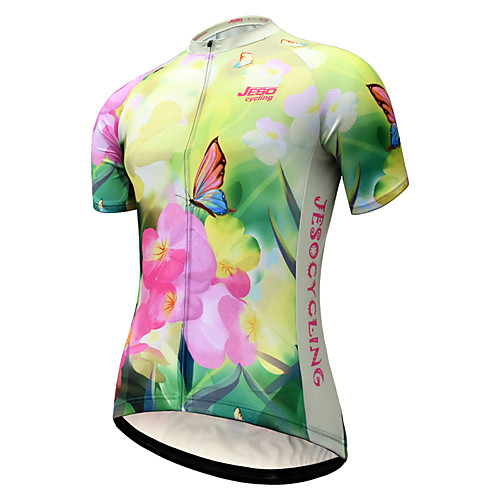 

JESOCYCLING Women's Short Sleeve Cycling Jersey Yellow Sky Blue Bike Jersey Mountain Bike MTB Road Bike Cycling Quick Dry Breathable Sports Clothing Apparel / Stretchy