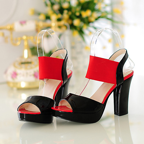 

Women's Sandals Pumps Round Toe PU Buckle Solid Colored Almond Red Blue