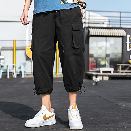 

Men's Casual / Sporty Athleisure Breathable Outdoor Sports Sport Daily Pants Trousers Pants Solid Colored Ankle-Length Drawstring Pocket Black Blue Khaki